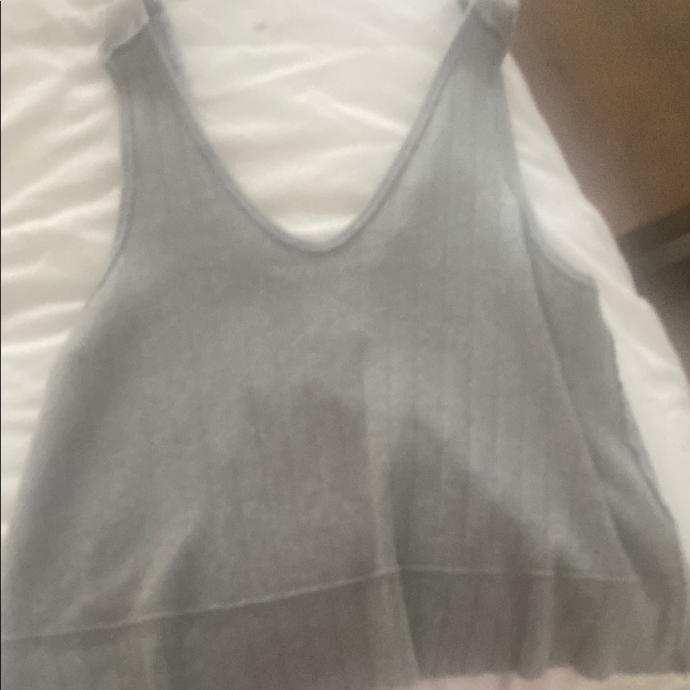 Free People Gray Ribbed Sleeveless Tank Top